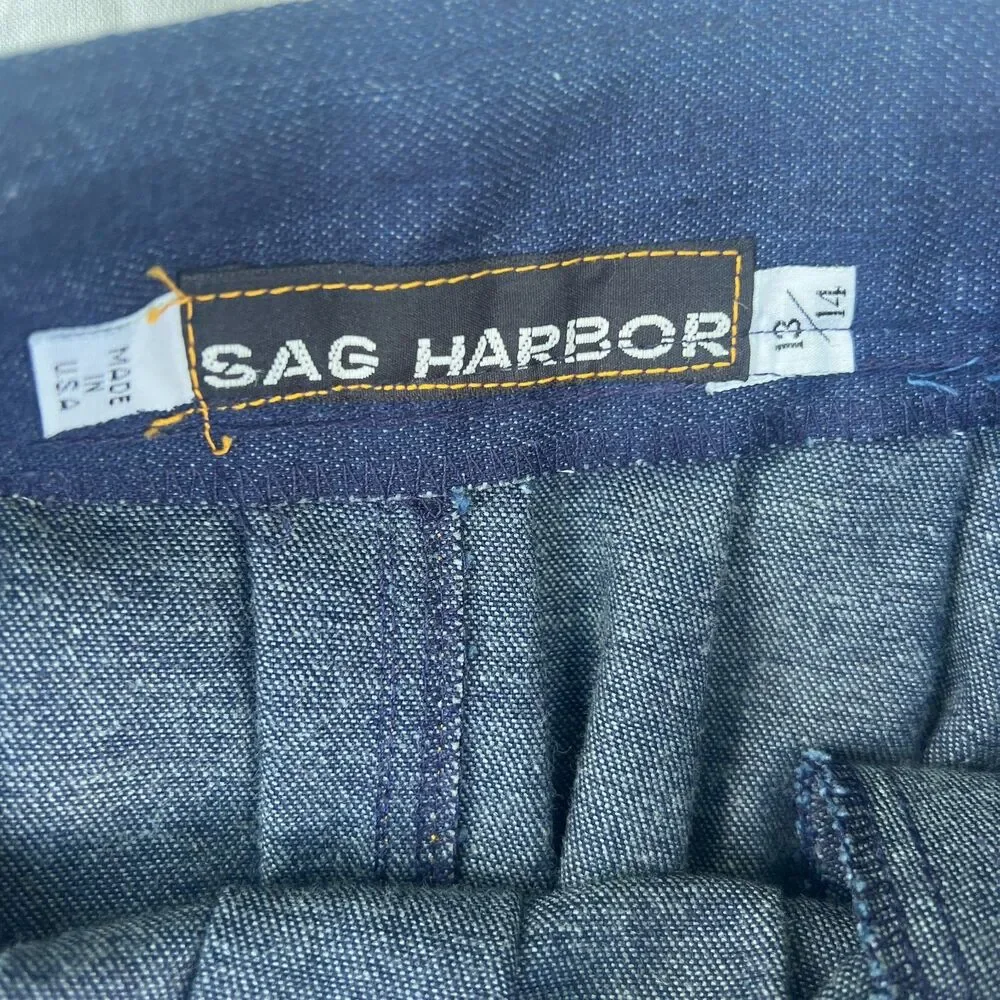 Vintage Sag Harbor Denim Midi Skirt Made in USA med wash sz 13/14